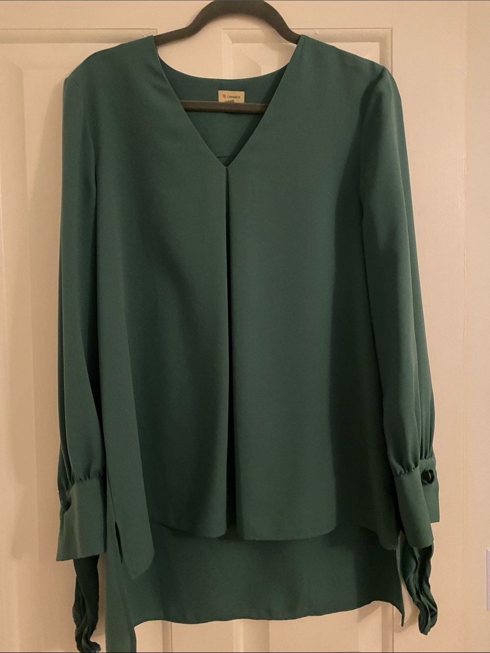 Daniel Cremieux Teal Green V-Neck Long Sleeve Blouse